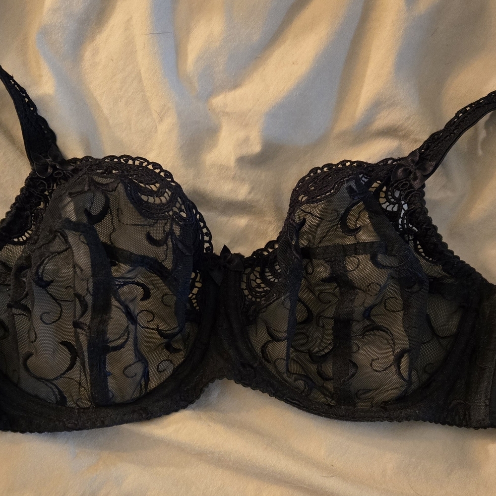 Rigby & Peller 3 PC Bra, Thong, Waspie Set Black EUC